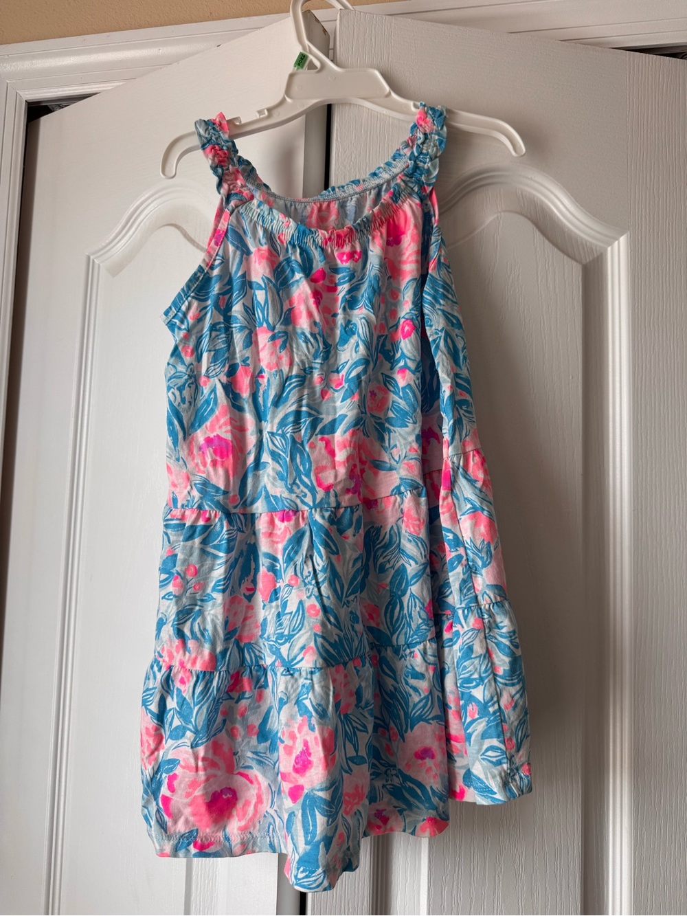 Lilly Pulitzer Pink and Blue Floral Tiered Sundress